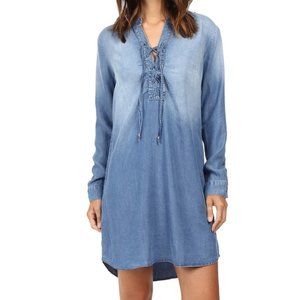 Splendid Adelise Lace-up Chambray Blue Shirt Dress Shirtdress Size Small VGC